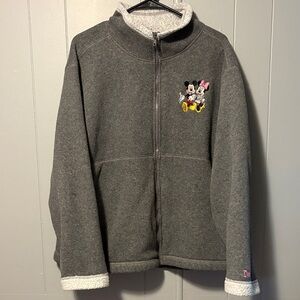 Vintage Disney Mickey Minnie Mouse Fleece Jacket Gray